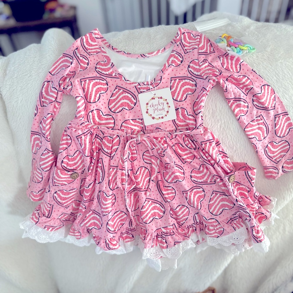 Pink Heart Patterned Dress